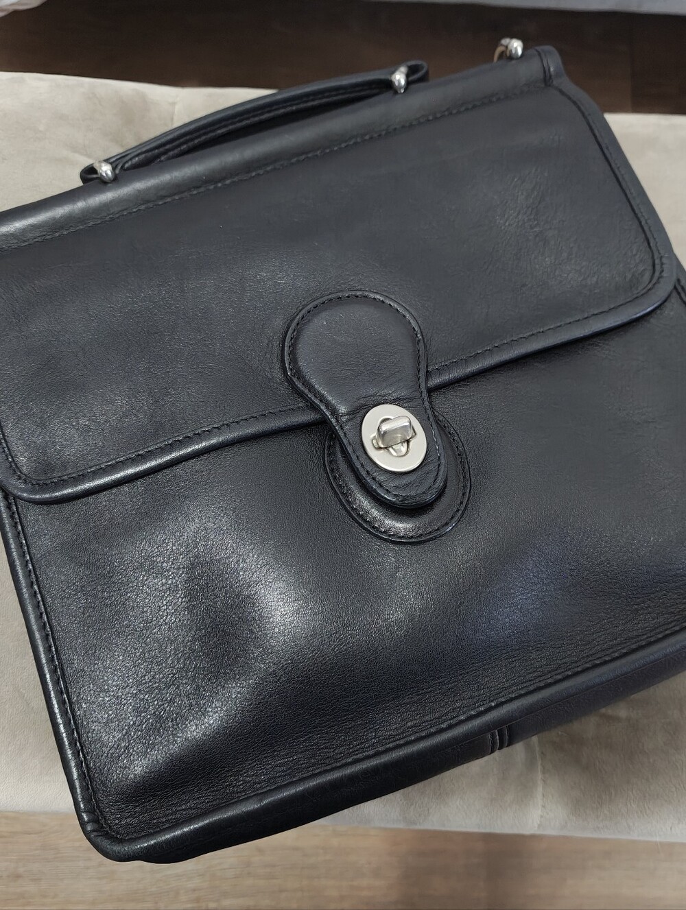 Vintage Coach Black Willis Silver Nickel Hardware 9927 - Picture 11 of 12